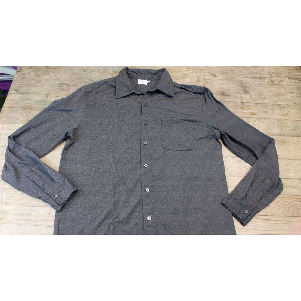 Calvin Klein Jeans Adult Medium Button Down Charcoal Gray Pocket
